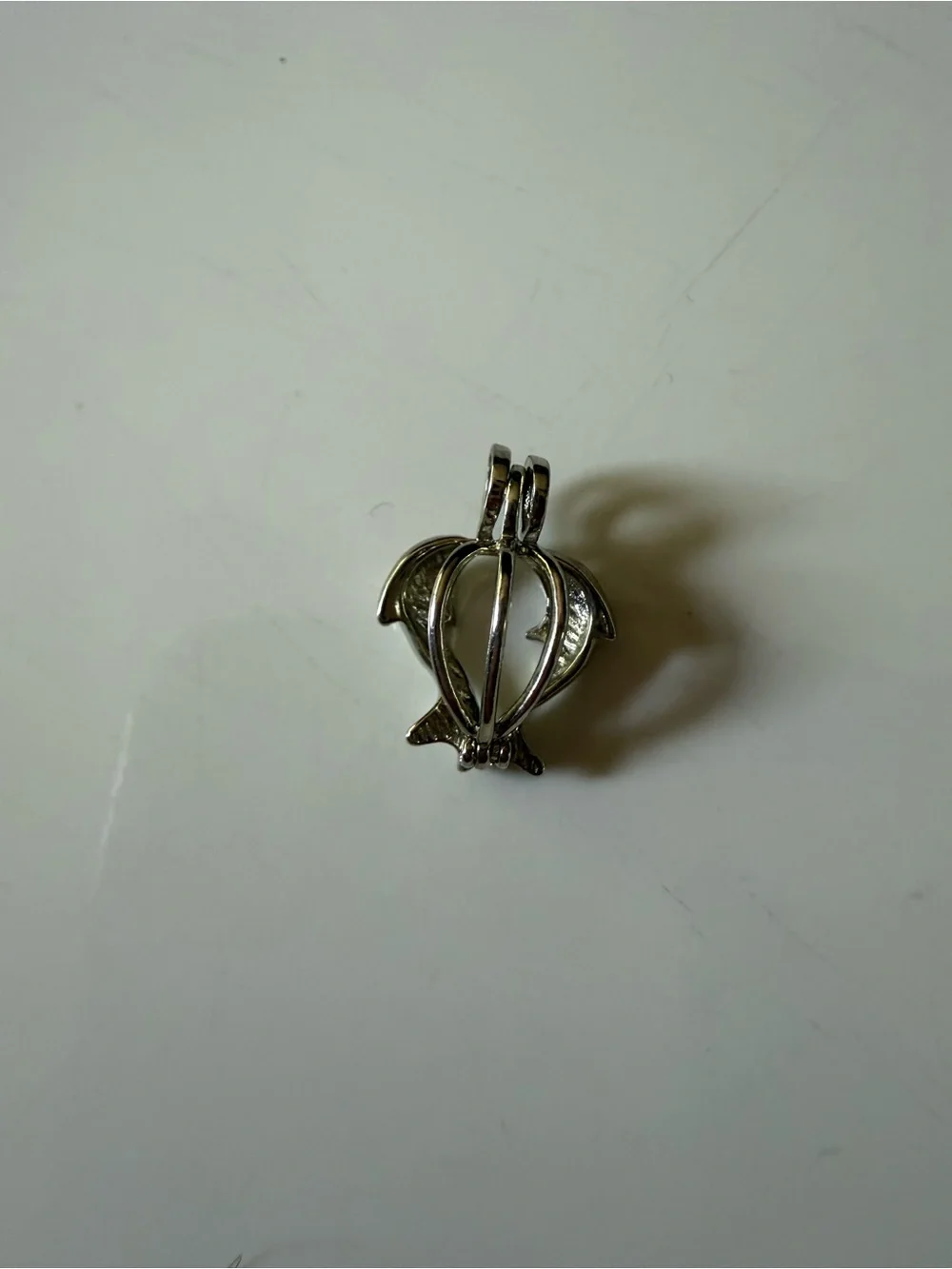 Silvertone Dolphin Heart Pendant
